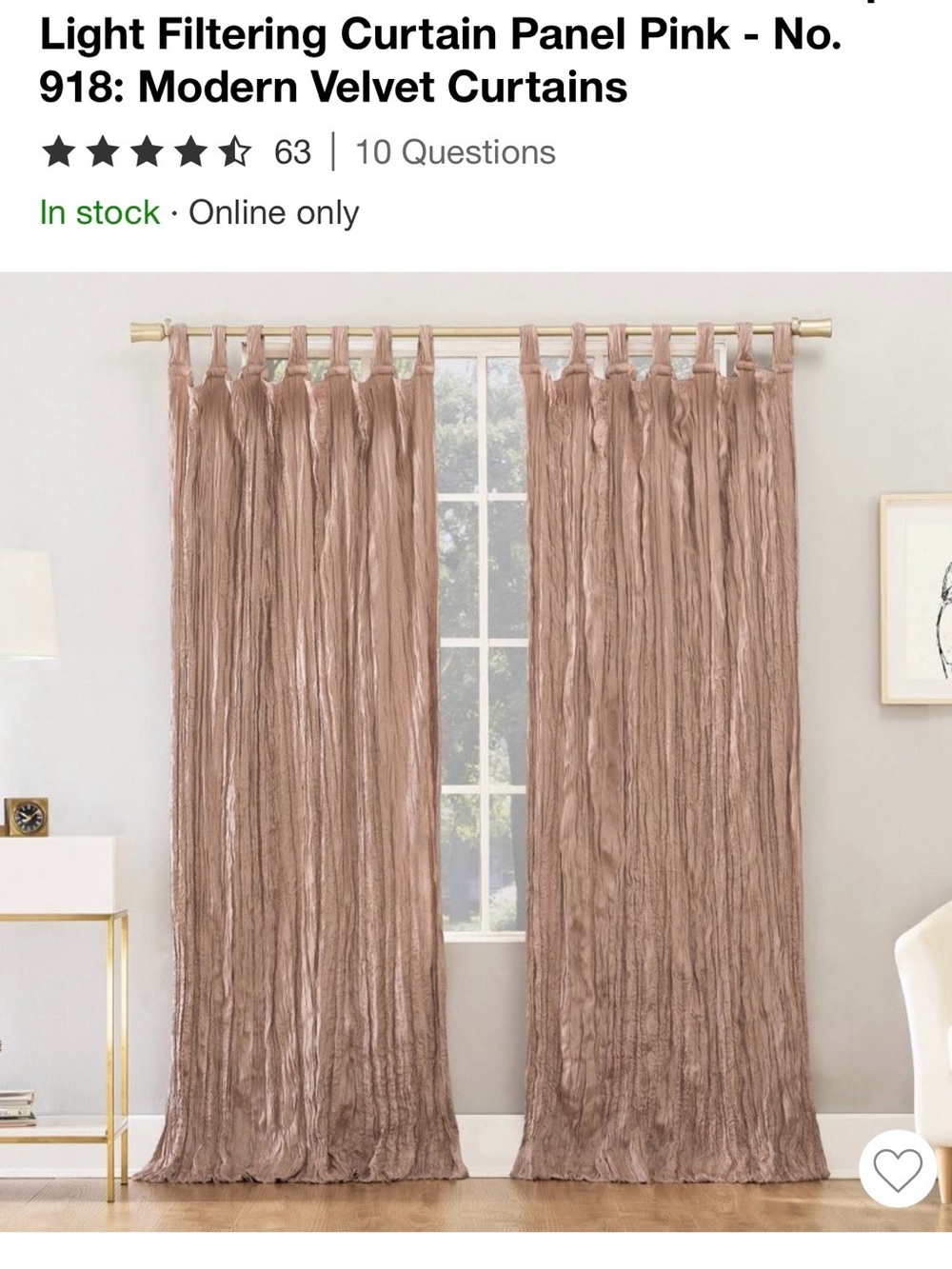Modern Velvet Light-Filtering Curtain Panel - Pink